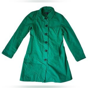 LANDS END KELLY GREEN 3/4 TRENCH RAIN COAT WOMENS XS